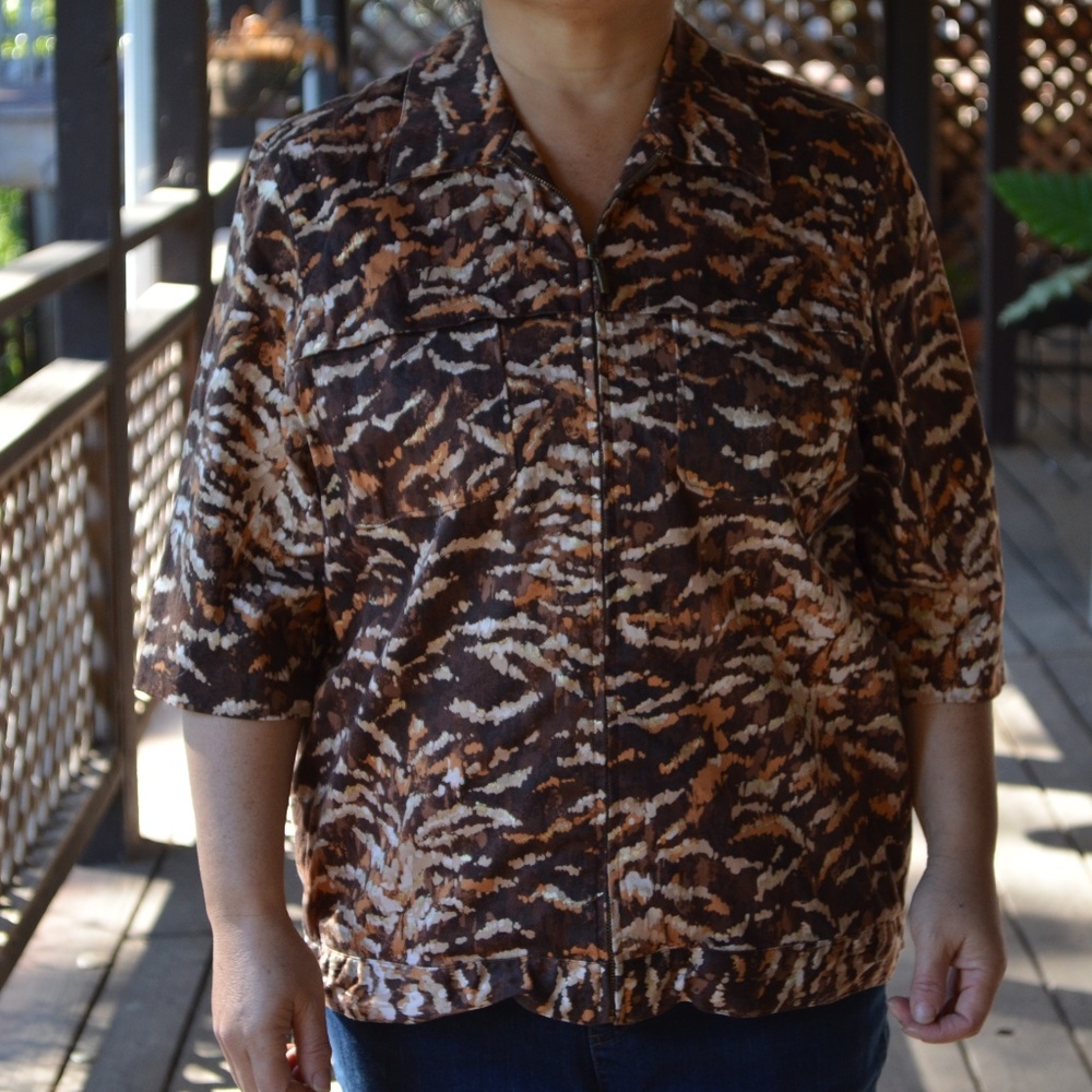 Alfred Dunner Size 14 Cotton Stretch Zipper Jacke